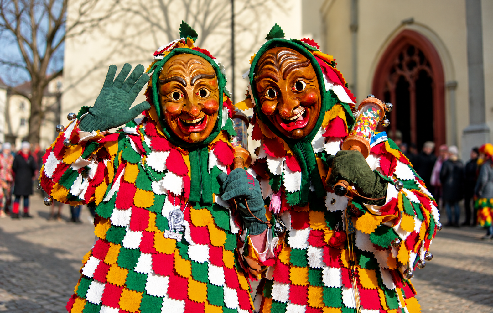 Woman celebrating Carnival Season with hearing protection.
